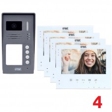 Urmet 1736/501-511 Κίτ Έγχρωμης Θυροτηλεόρασης 7" 2 Καλωδίων για 4 Διαμέρισματα